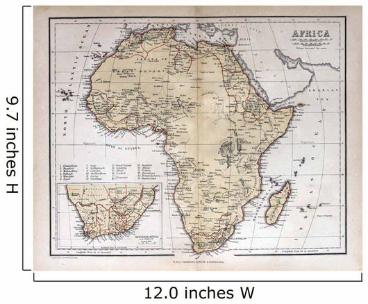Old map of Africa, 1870 Wall Mural