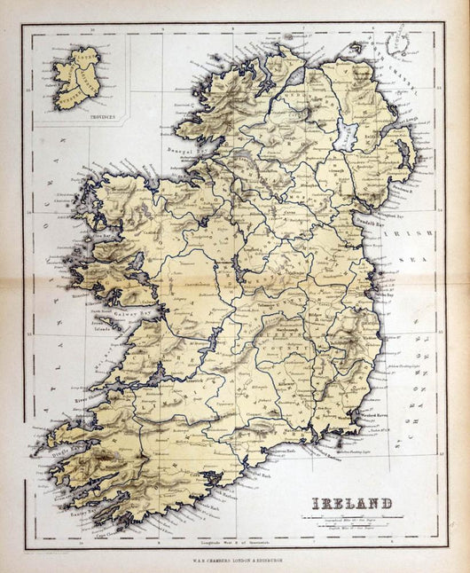 Old Map Ireland 1870 Wall Decal