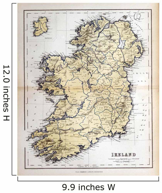 Old Map Ireland 1870 Wall Decal