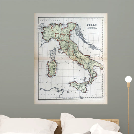 Old Map Italy 1870 Wall Decal