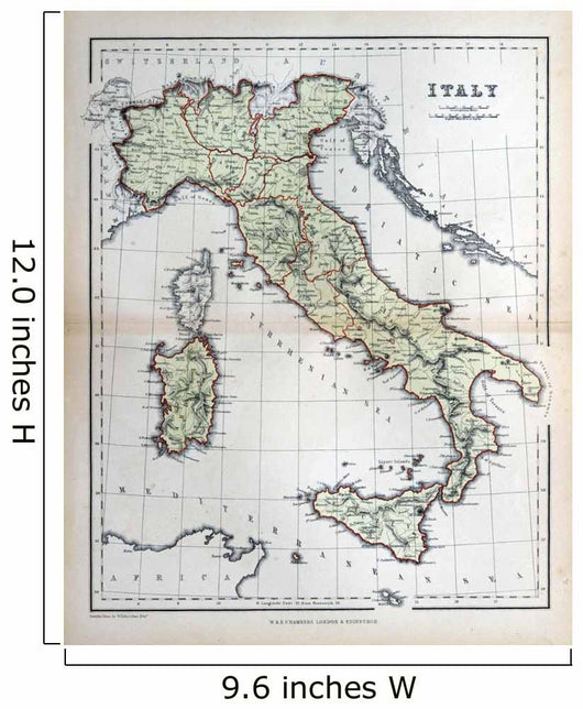 Old Map Italy 1870 Wall Decal