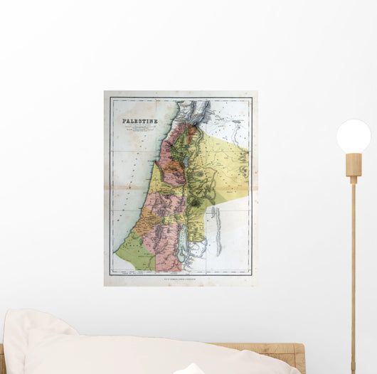 Old map of Palestine, Israel, 1870 Wall Mural