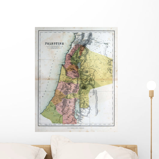 Old map of Palestine, Israel, 1870 Wall Mural
