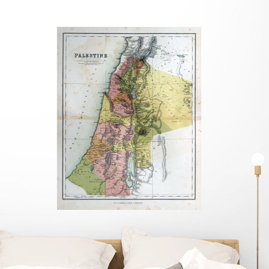 Old map of Palestine, Israel, 1870 Wall Mural
