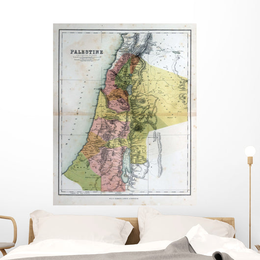 Old map of Palestine, Israel, 1870 Wall Mural