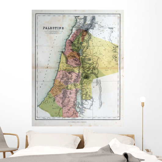 Old map of Palestine, Israel, 1870 Wall Mural
