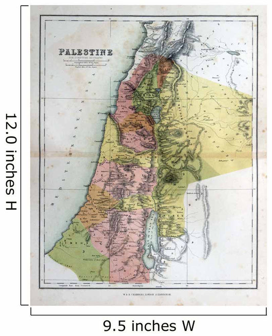 Old map of Palestine, Israel, 1870 Wall Mural