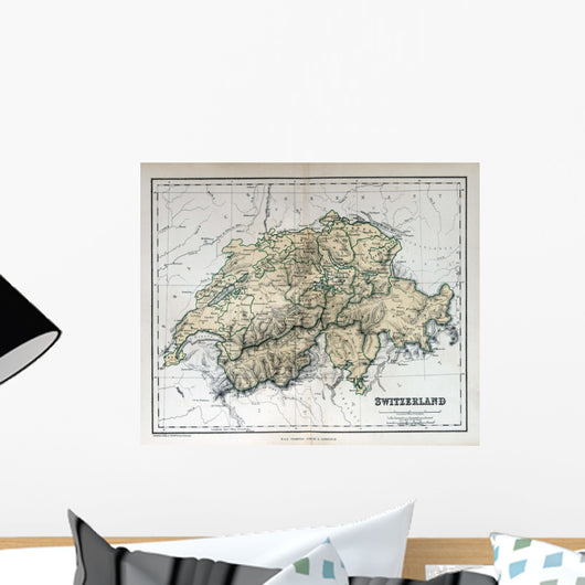 Old Map of Switzerland Wall Mural