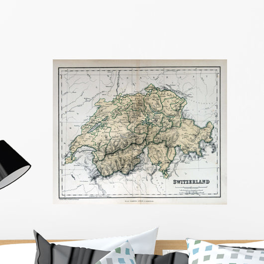 Old Map of Switzerland Wall Mural