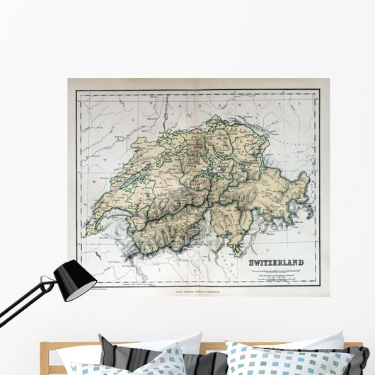 Old Map of Switzerland Wall Mural