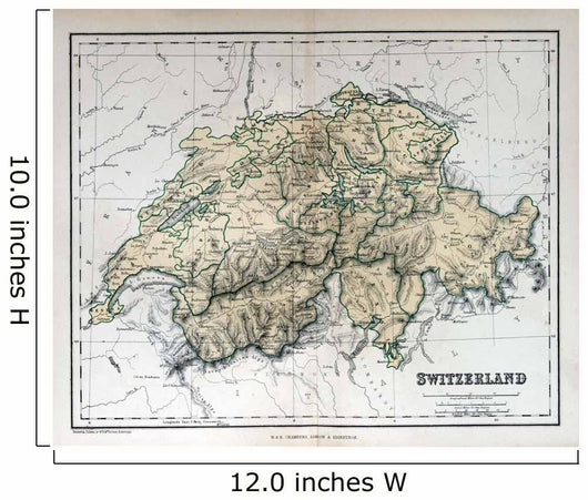 Old Map of Switzerland Wall Mural