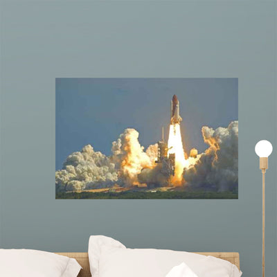 Space Shuttle Wall Mural shown on a wall