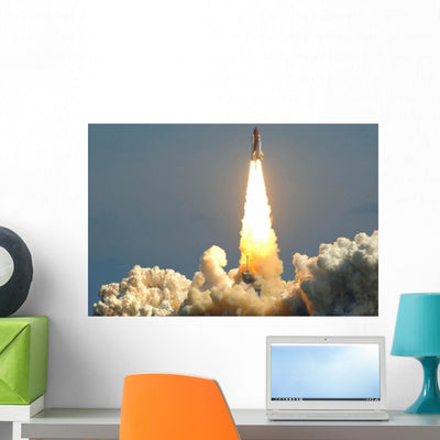 Space Shuttle Wall Mural shown on a wall