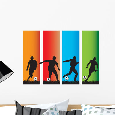 Football Players Wall Decal shown on a wall