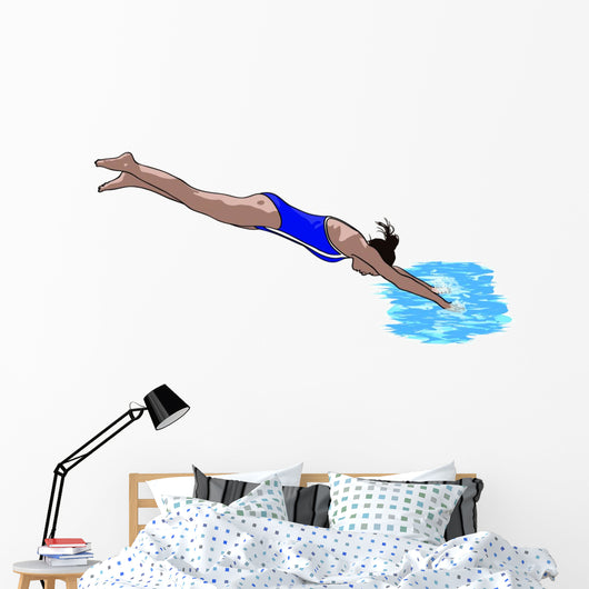 Girl Diving into Pool Wall Decal