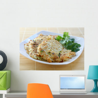 Potato Pancakes Latkes Wall Mural shown on a wall
