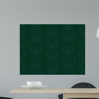 Seamless Green Vintage Wallpaper shown on a wall