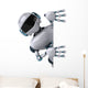 White Futuristic Peeking Robot Wall Decal