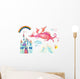 Watercolor Pink Fairy-tale Dragon Wall Decal Sticker Set