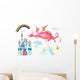 Watercolor Pink Fairy-tale Dragon Wall Decal Sticker Set