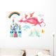 Watercolor Pink Fairy-tale Dragon Wall Decal Sticker Set