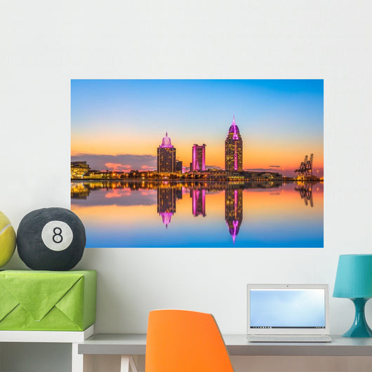 Mobile Alabama USA Skyline Wall Decal