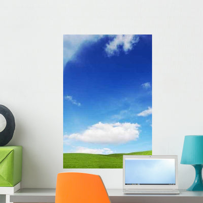 Skyscape Blue Wall Decal shown on a wall