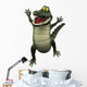 Cartoon crocodile jumping for joy. Wall Decal