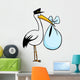 stork delivery Wall Decal
