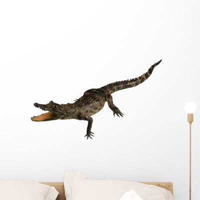 Little Crocodile White Wall Decal shown on a wall