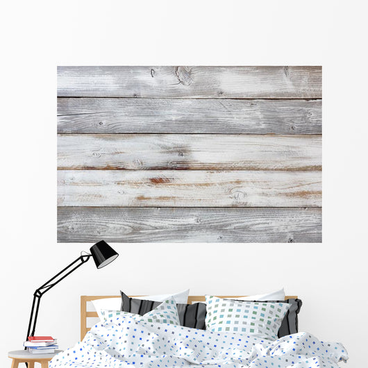 Weathered White Wooden Wall Decal