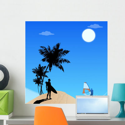 Landscape Beach Wall Mural shown on a wall