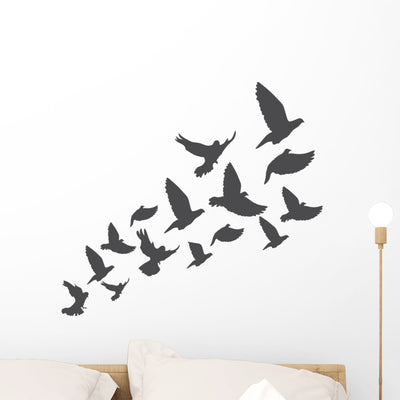 Birds Vector Illustration Wall Decal shown on a wall