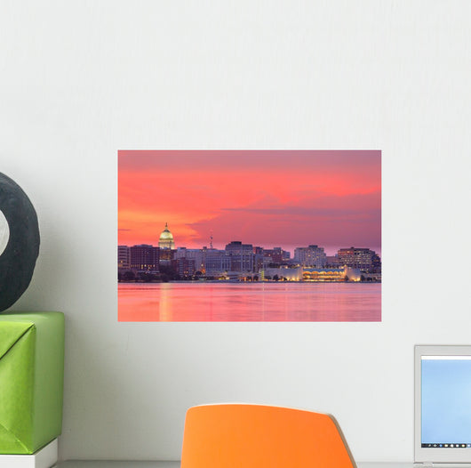 Skyline Madison Wisconsin Sunset Wall Decal