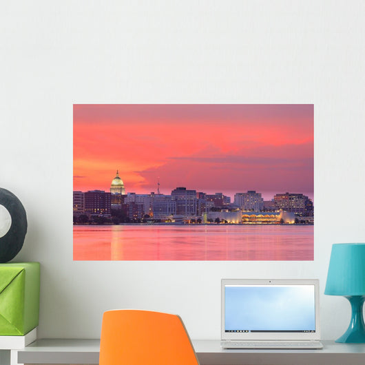 Skyline Madison Wisconsin Sunset Wall Decal