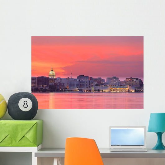 Skyline Madison Wisconsin Sunset Wall Decal