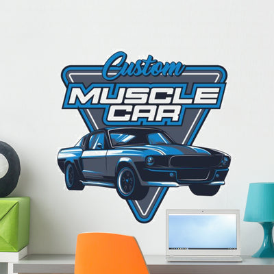 Muscle Car Vector Illustration Wall Decal shown on a wall