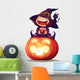 Adorable Little Witch Halloween Wall Decal