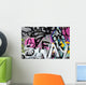 Abstract colorful graffiti background in a wall Wall Mural