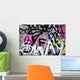 Abstract colorful graffiti background in a wall Wall Mural