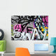 Abstract colorful graffiti background in a wall Wall Mural
