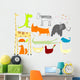 drawing of animals isolated on white background Wall Decal