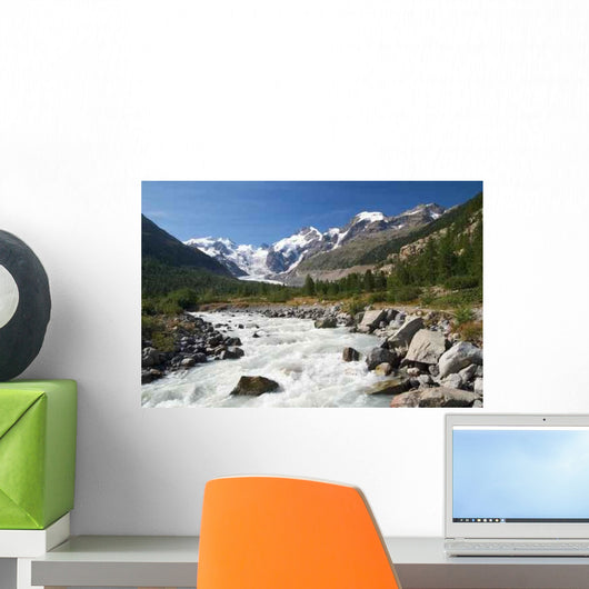 Gletscherfluss im Val Roseg Wall Decal