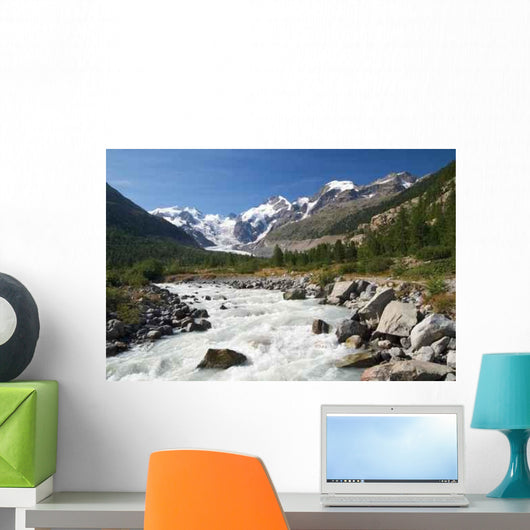 Gletscherfluss im Val Roseg Wall Decal