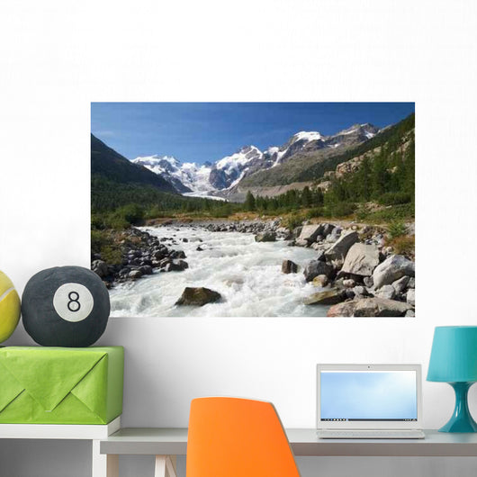 Gletscherfluss im Val Roseg Wall Decal