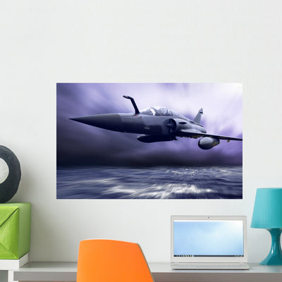 Military Airplan Speed Wall Mural shown on a wall