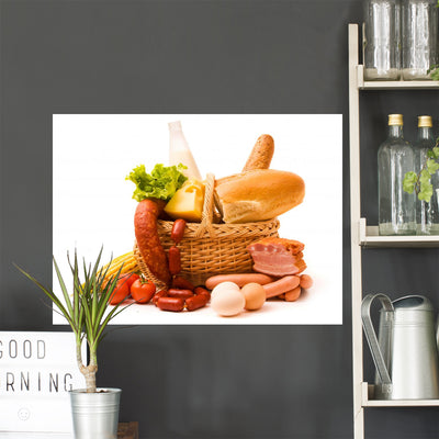 Basket with Food shown on a wall