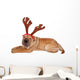 Sharpei Dog Weaing Antler Wall Mural
