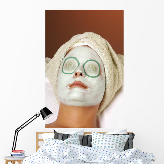spa organic facial masque with cucumber eye pads Wall Mural
