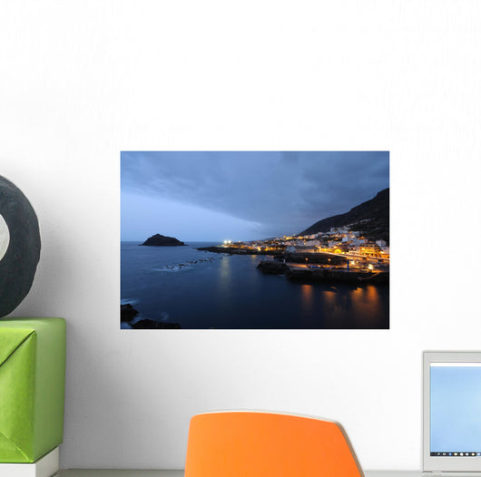 Town Garachico at night. Canary Island Tenerife, Spain Wall Mural